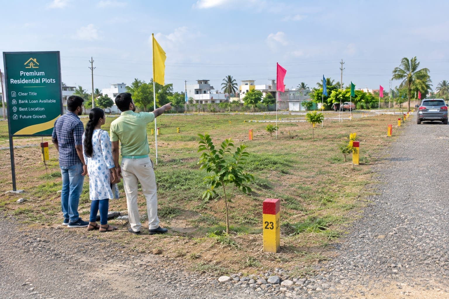 Premium residential plots marked for real estate development